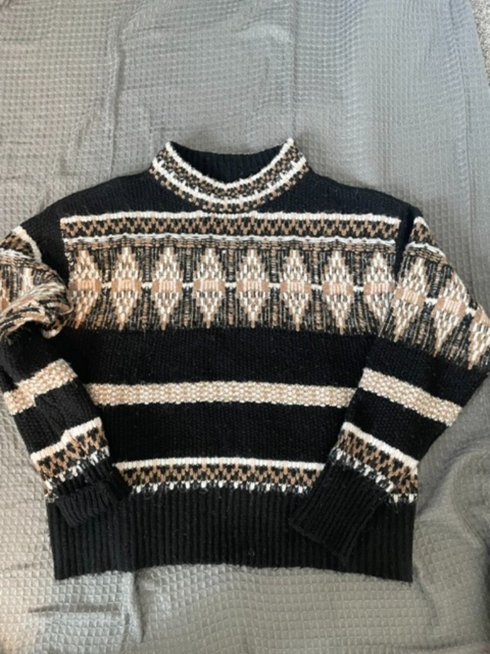 A.N.A.  Black/Cream/Tan Sweater